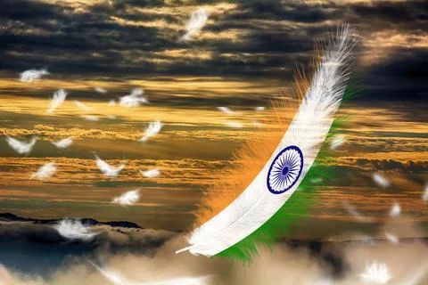 3D Flag on feathers Stock Photos