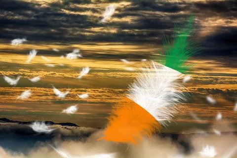 3D Flag on feathers Stock Photos