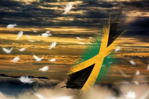 3D Flag on feathers Stockfoto's