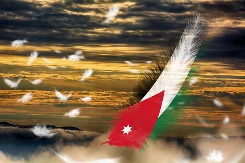 3D Flag on feathers Stock Photos
