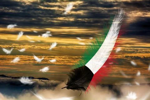 3D Flag on feathers Stock Photos