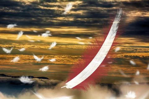 3D Flag on feathers Stock Photos