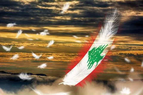 3D Flag on feathers Stock Photos