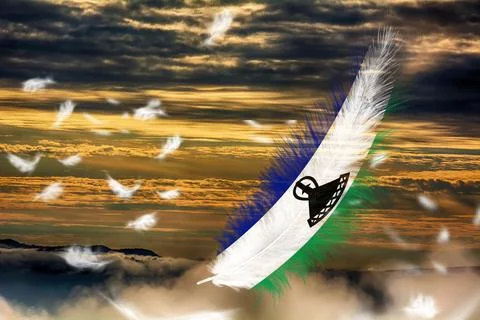 3D Flag on feathers 스톡 사진
