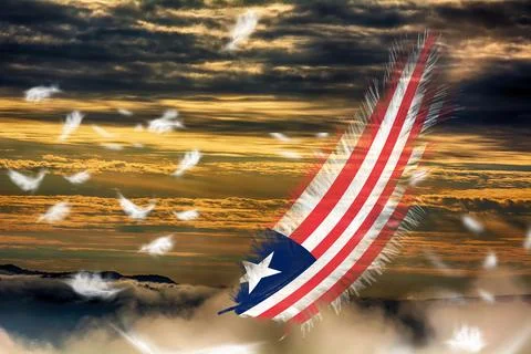 3D Flag on feathers Stock Photos