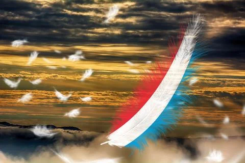 3D Flag on feathers Stock Photos