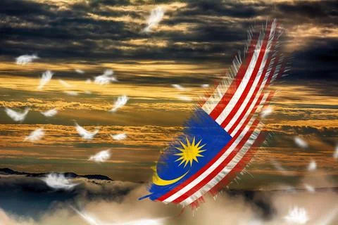 3D Flag on feathers Stock Photos