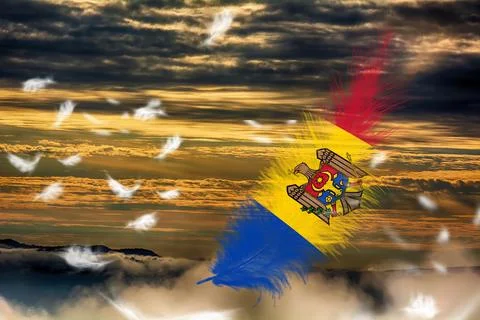 3D Flag on feathers Stock Photos