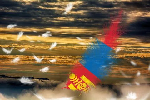 3D Flag on feathers Stock Photos