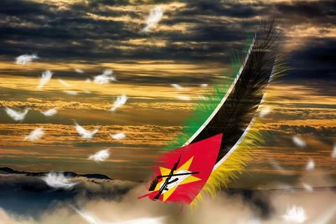 3D Flag on feathers Stock Photos