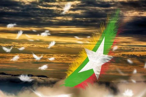3D Flag on feathers Stockfoto's