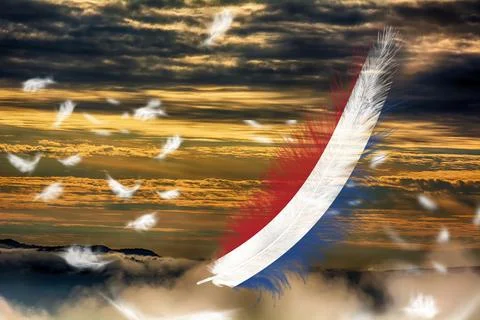 3D Flag on feathers Stock Photos