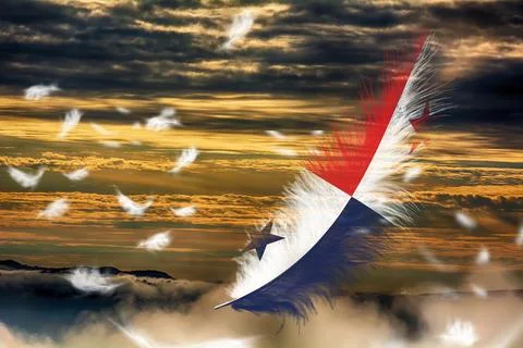3D Flag on feathers Stock Photos