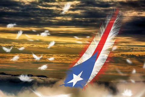 3D Flag on feathers Stock Photos