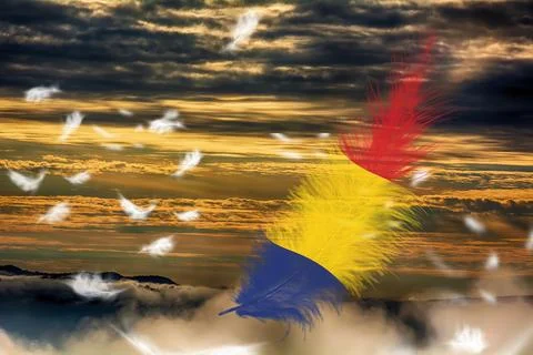 3D Flag on feathers Stock Photos