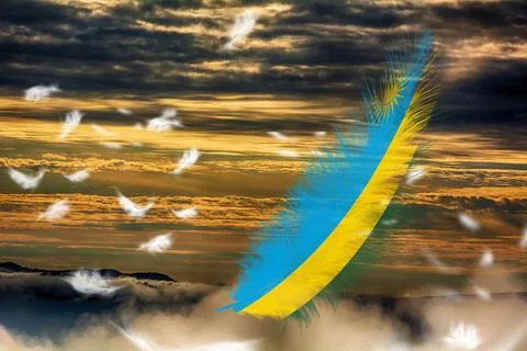 3D Flag on feathers Stock Photos