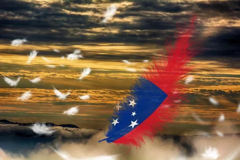 3D Flag on feathers Stock Photos
