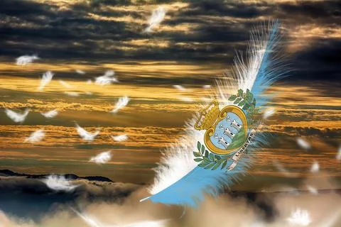 3D Flag on feathers Stock Photos