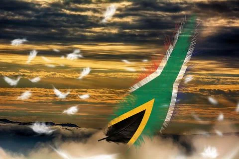 3D Flag on feathers Stock Photos