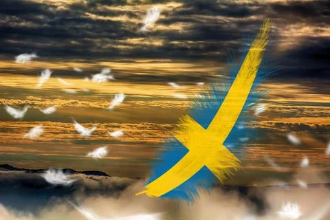 3D Flag on feathers Foto stock