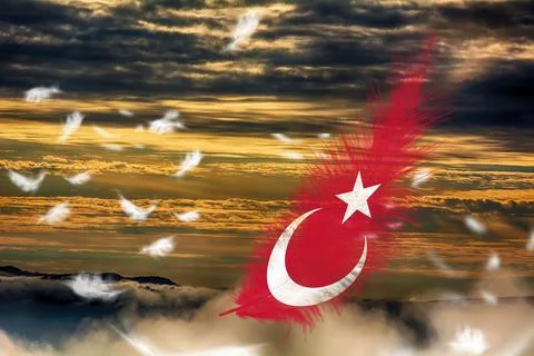 3D Flag on feathers Foto stock