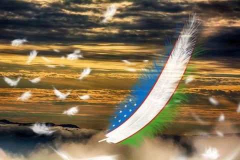 3D Flag on feathers 스톡 사진