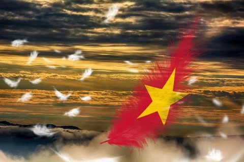 3D Flag on feathers 스톡 사진
