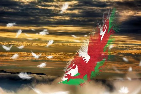 3D Flag on feathers 스톡 사진