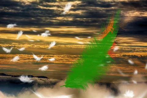 3D Flag on feathers 스톡 사진