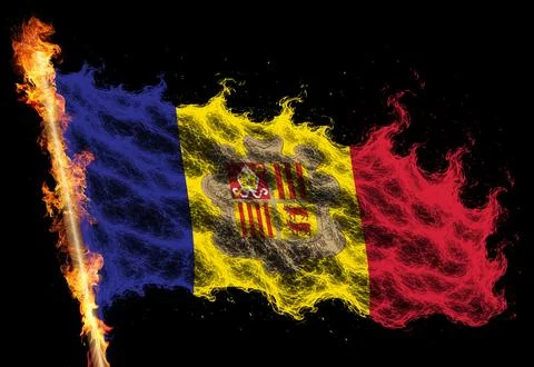 3D Flag on flames Stock Illustration