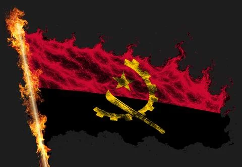 3D Flag on flames Stock Illustration