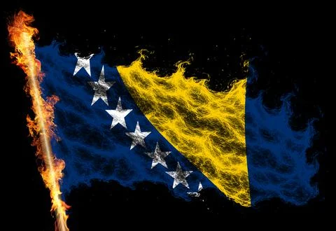 3D Flag on flames Stock Illustration