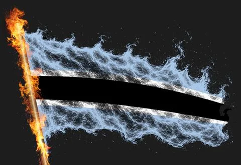 3D Flag on flames Stock Illustration