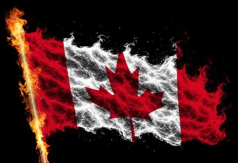 3D Flag on flames Stock Illustration