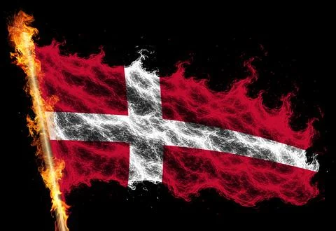 3D Flag on flames Stock Illustration