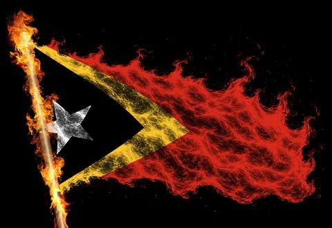 3D Flag on flames Stock Illustration