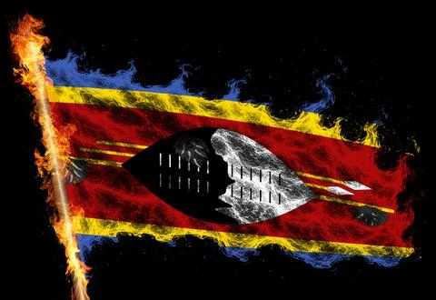 3D Flag on flames Stock Illustration