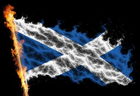3D Flag on flames Stock Illustration