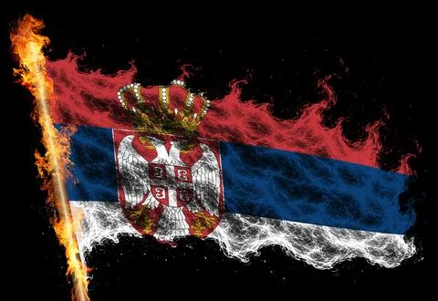 3D Flag on flames Stock Illustration