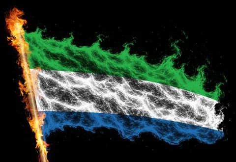 3D Flag on flames Stock Illustration