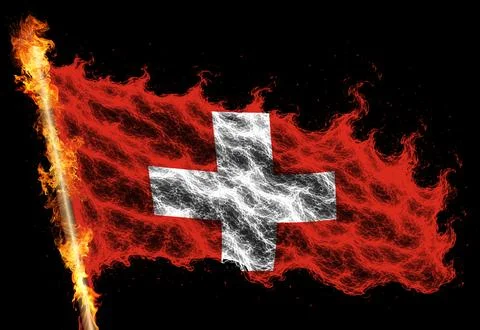 3D Flag on flames Stock Illustration