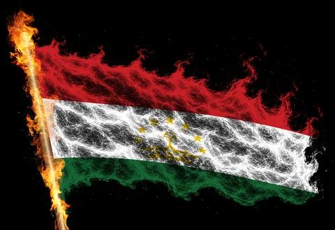 3D Flag on flames Stock Illustration