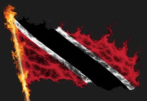 3D Flag on flames Stock Illustration