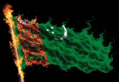 3D Flag on flames Illustrazione stock