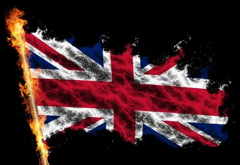 3D Flag on flames Stock Illustration