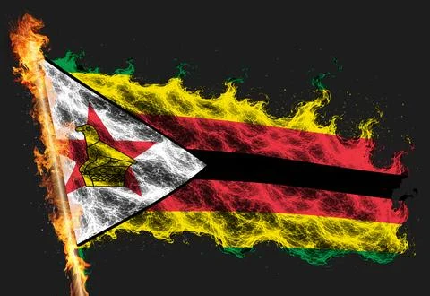 3D Flag on flames Illustrazione stock