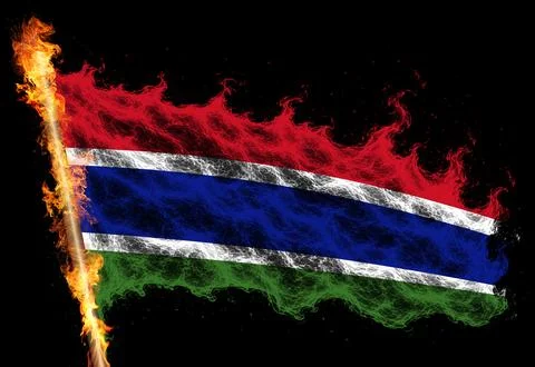 3D Flag on flames Stock Photos