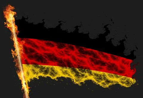 3D Flag on flames Stock Photos