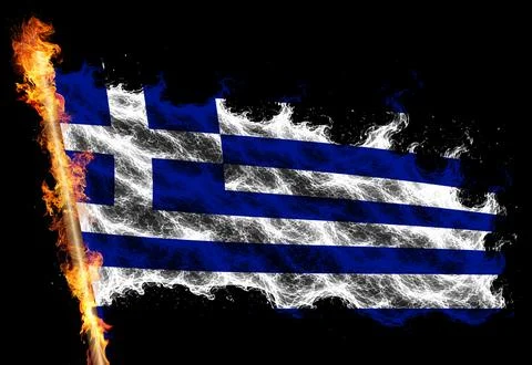 3D Flag on flames Stock Photos