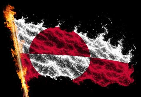 3D Flag on flames Stock Photos